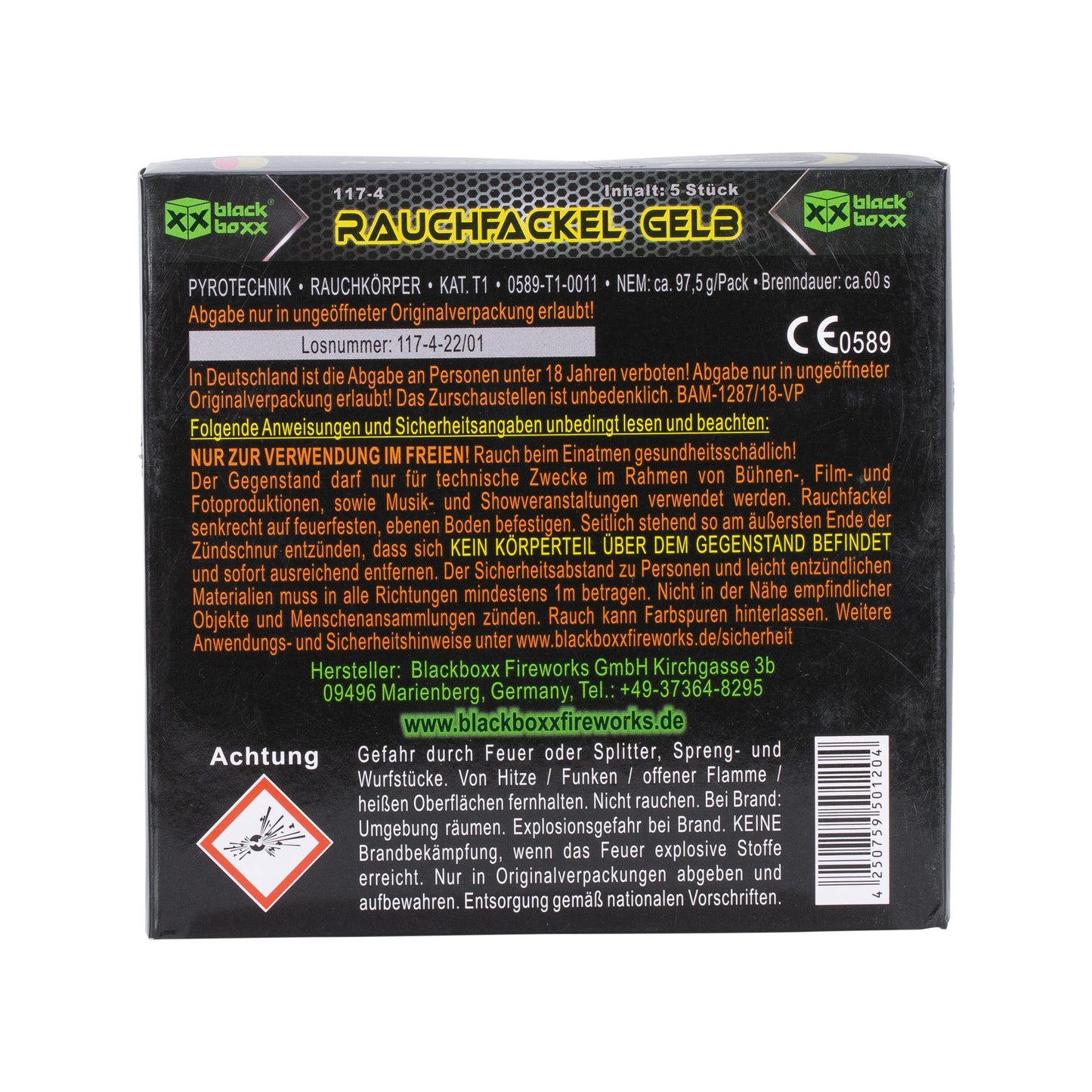 Grenade fumigène 60 sec. T1 Pack de 5 rouge