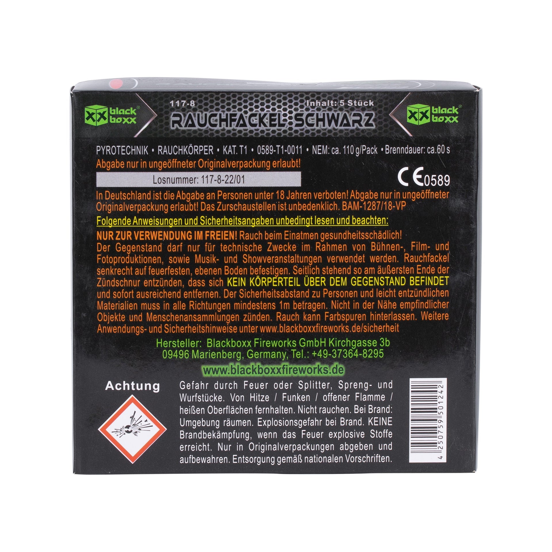 Grenade fumigène 60 sec. T1 Pack de 5 rouge