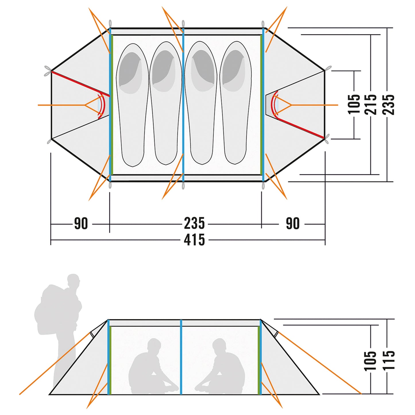 Tente tunnel Buffin 4 light