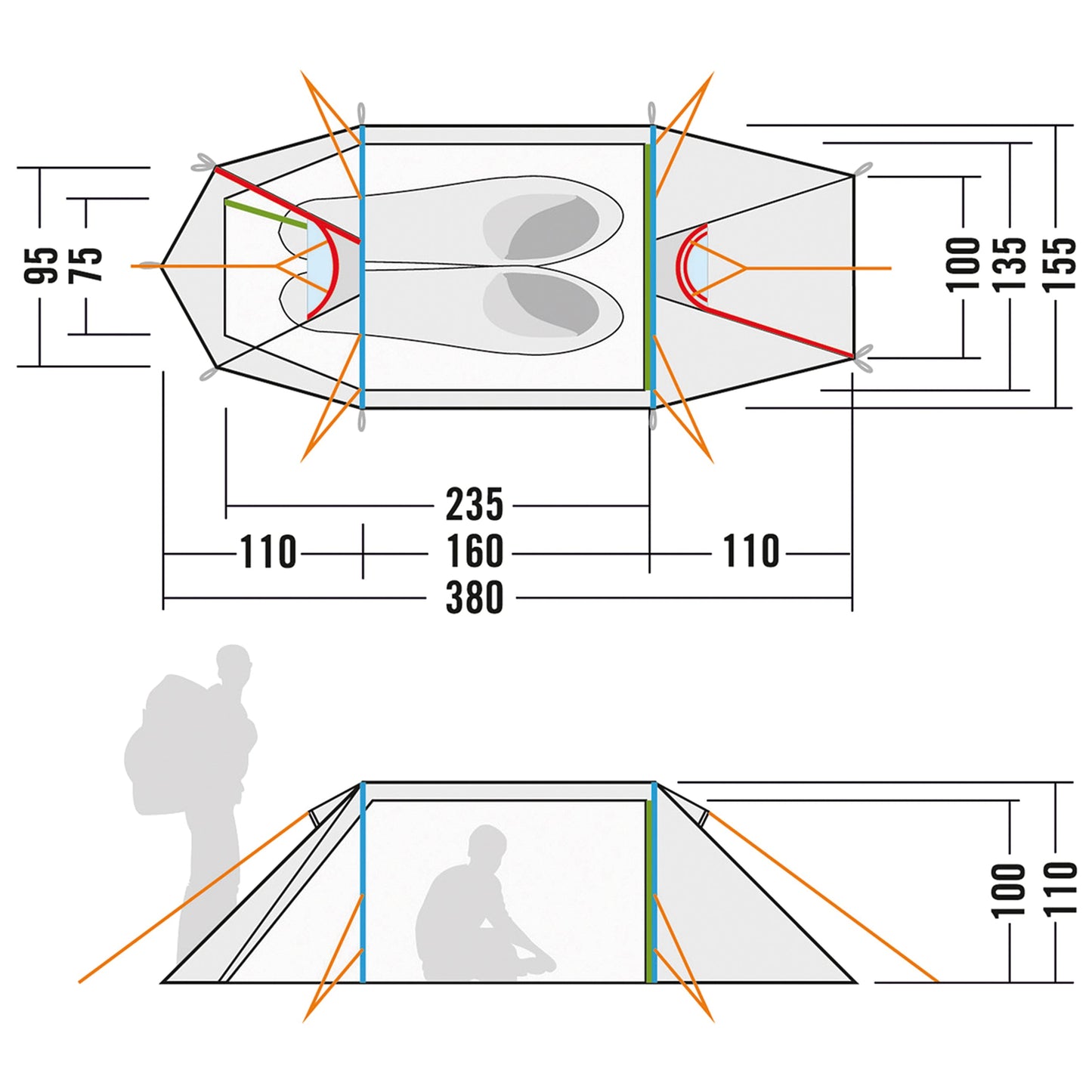 Tente tunnel Arctis 2.235 PU light