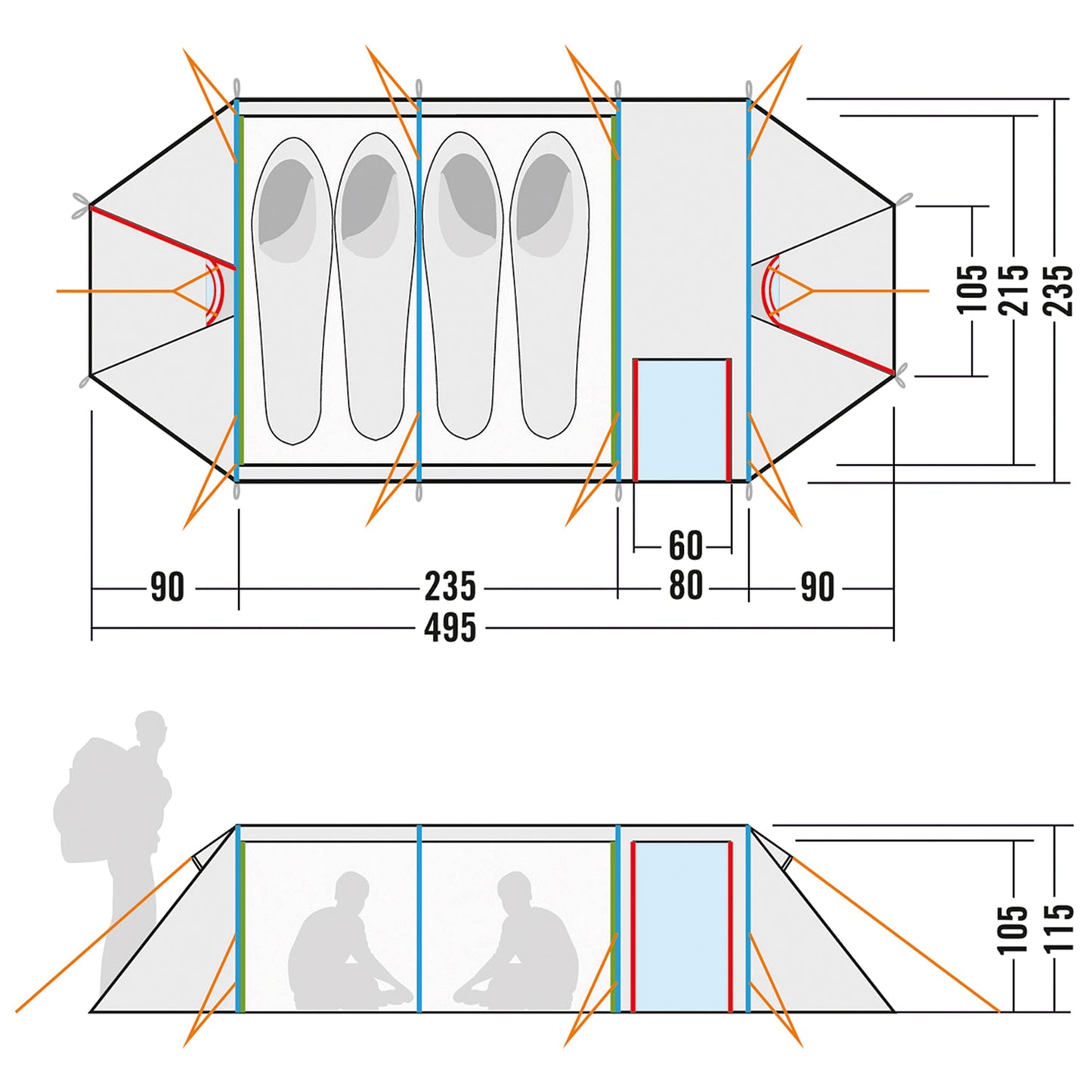 Tente tunnel Alaska 4 PU light