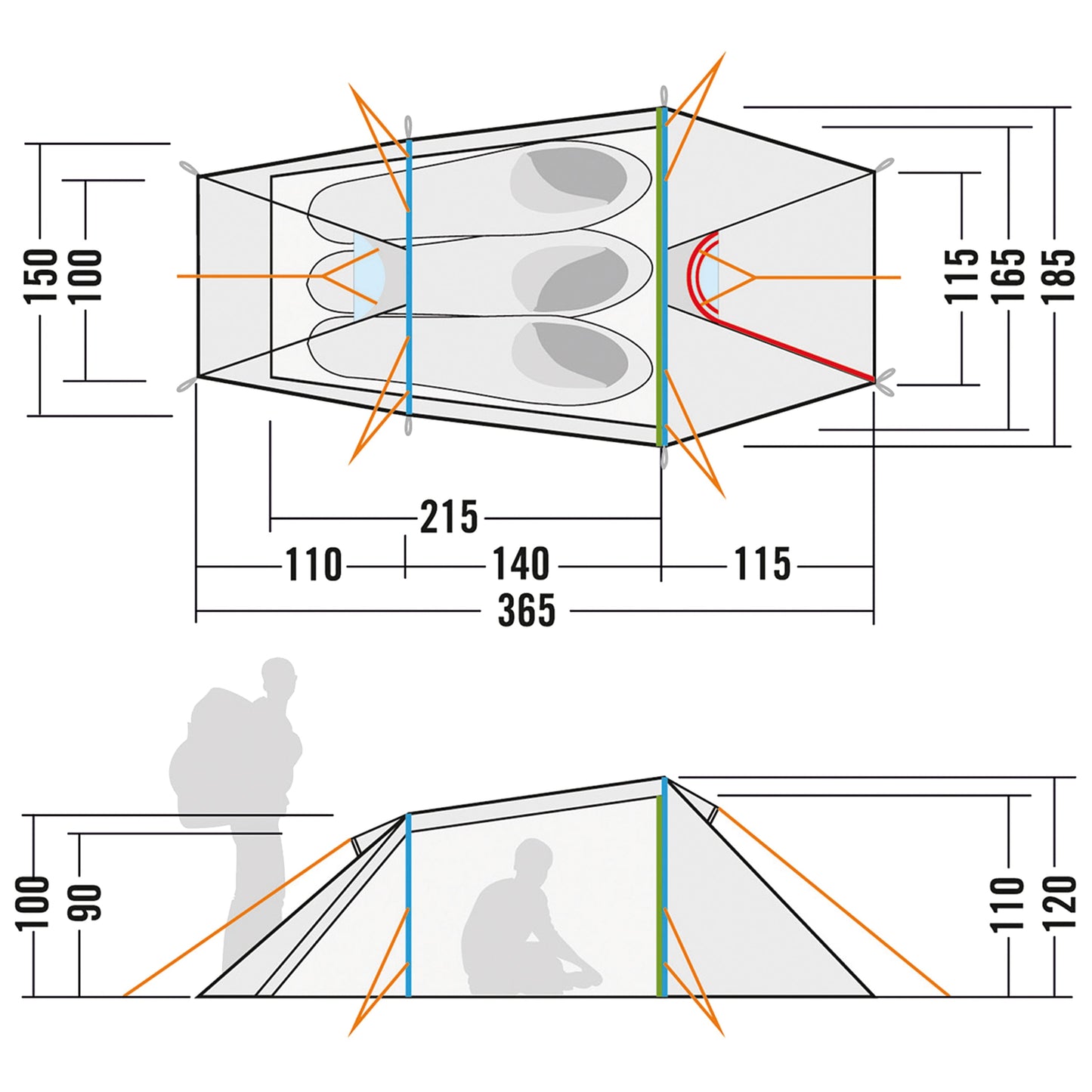 Tente tunnel Narvik 3 light