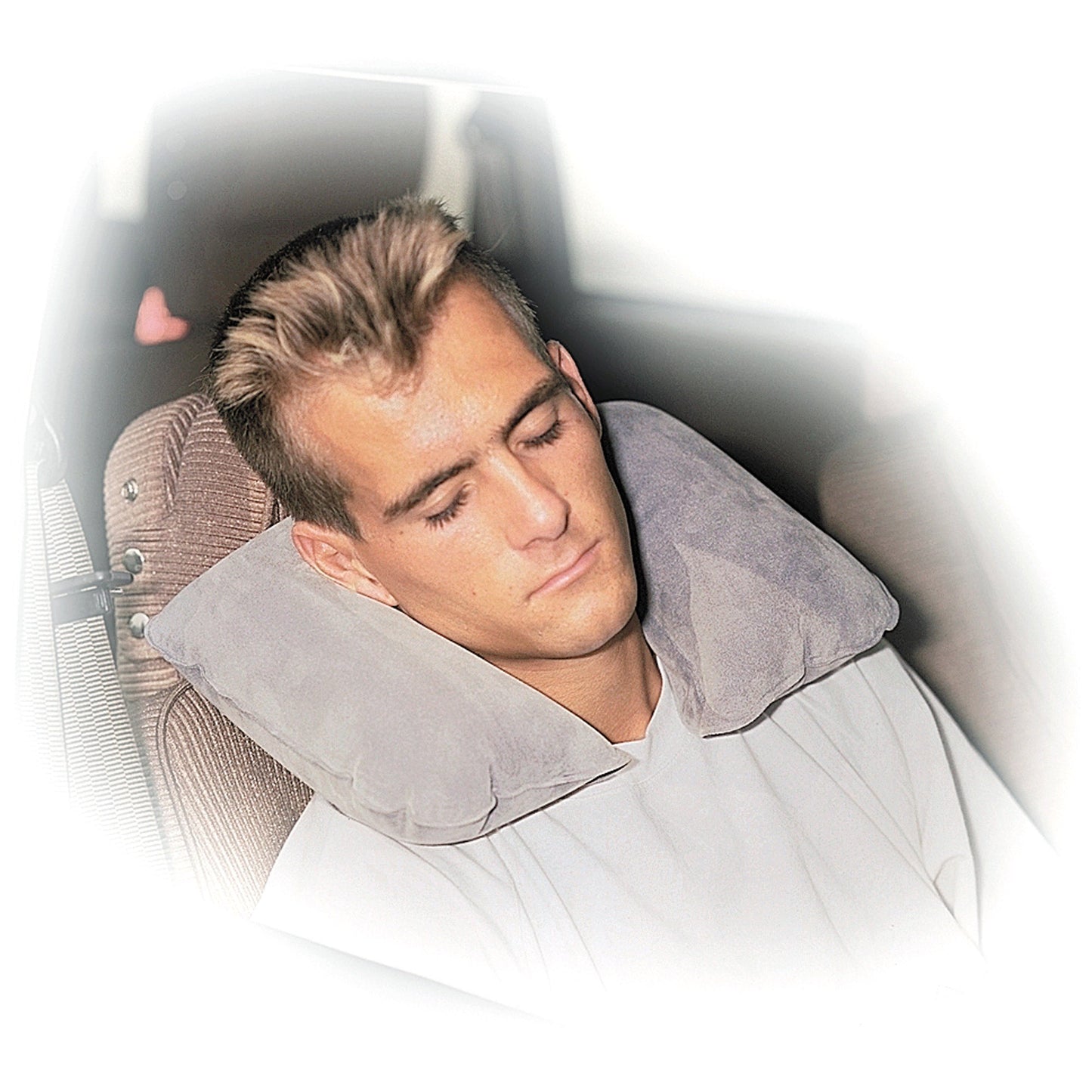 Coussin de nuque gonflable bleu