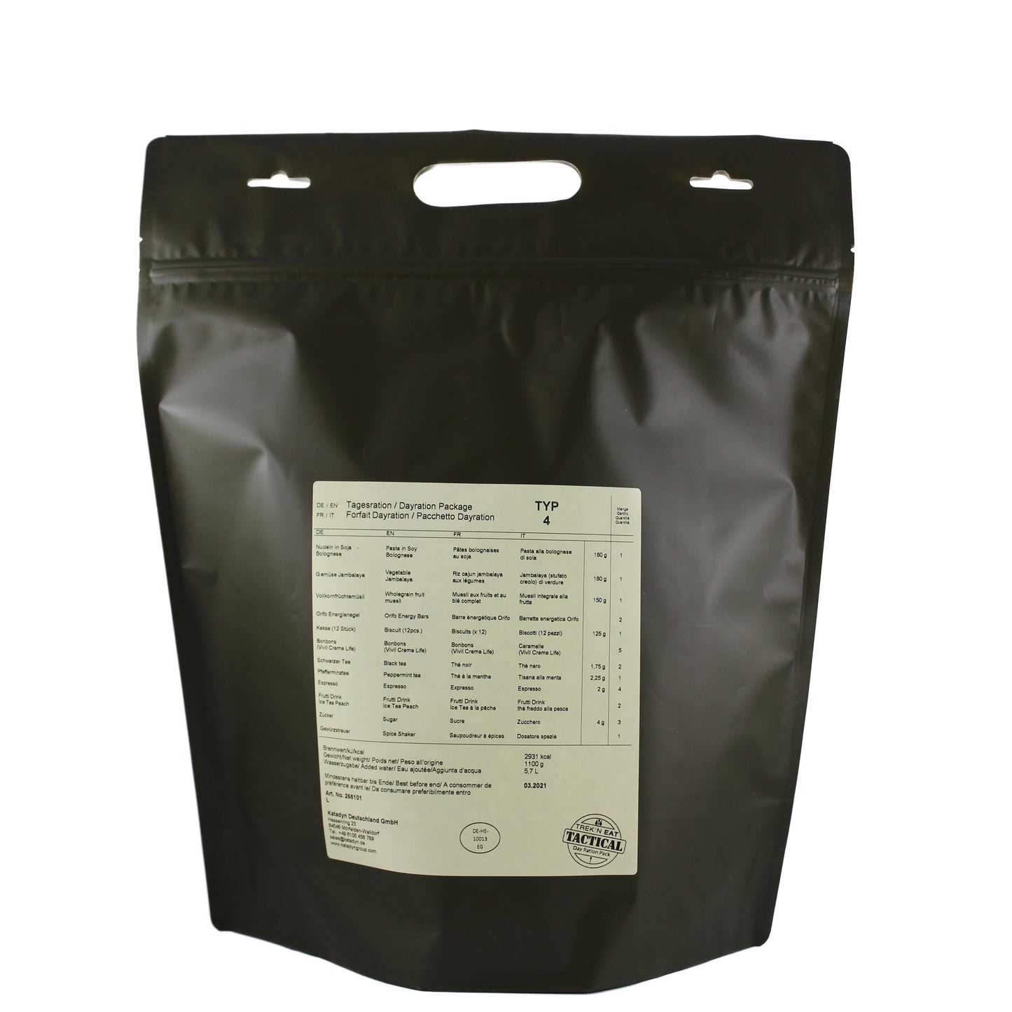 Ration journalière végétarienne Day Ration Pack Type 4