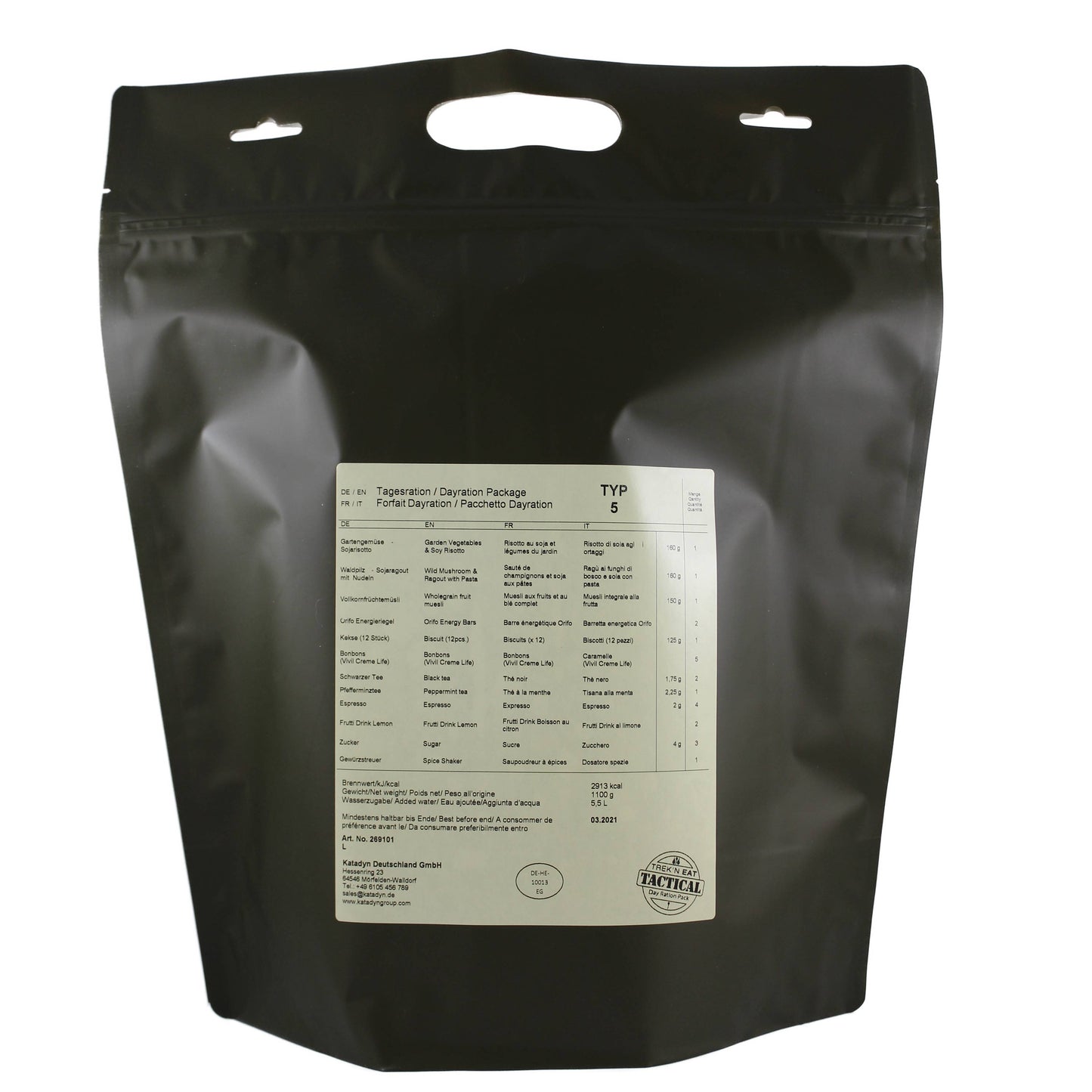 Ration journalière végétarienne Day Ration Pack Type 5