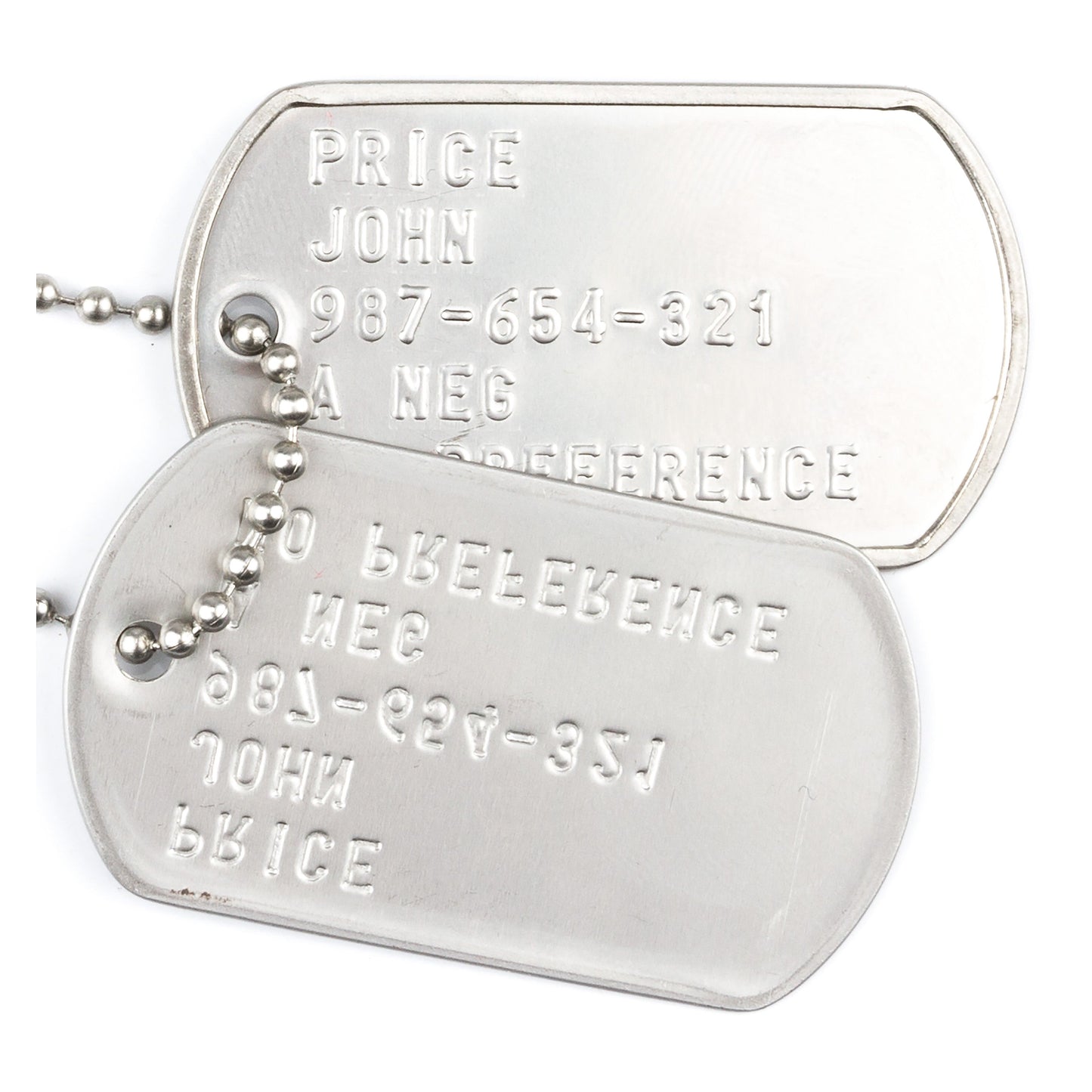 Plaques d'identité U.S. argenté sans silencieux