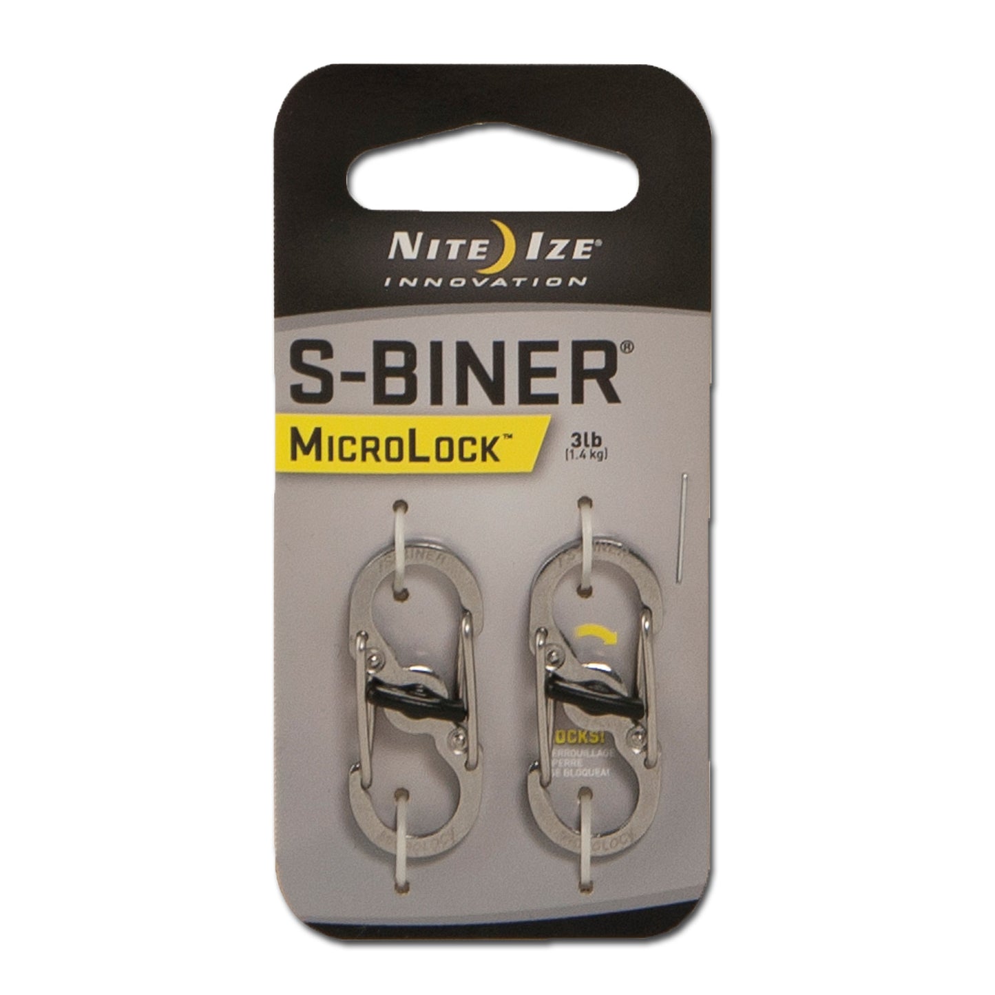 Mousqueton S-Biner MicroLock acier lot de 2