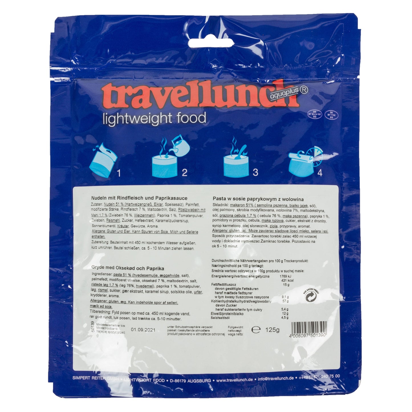 Pâtes au bœuf et sauce au poivron 1 portion