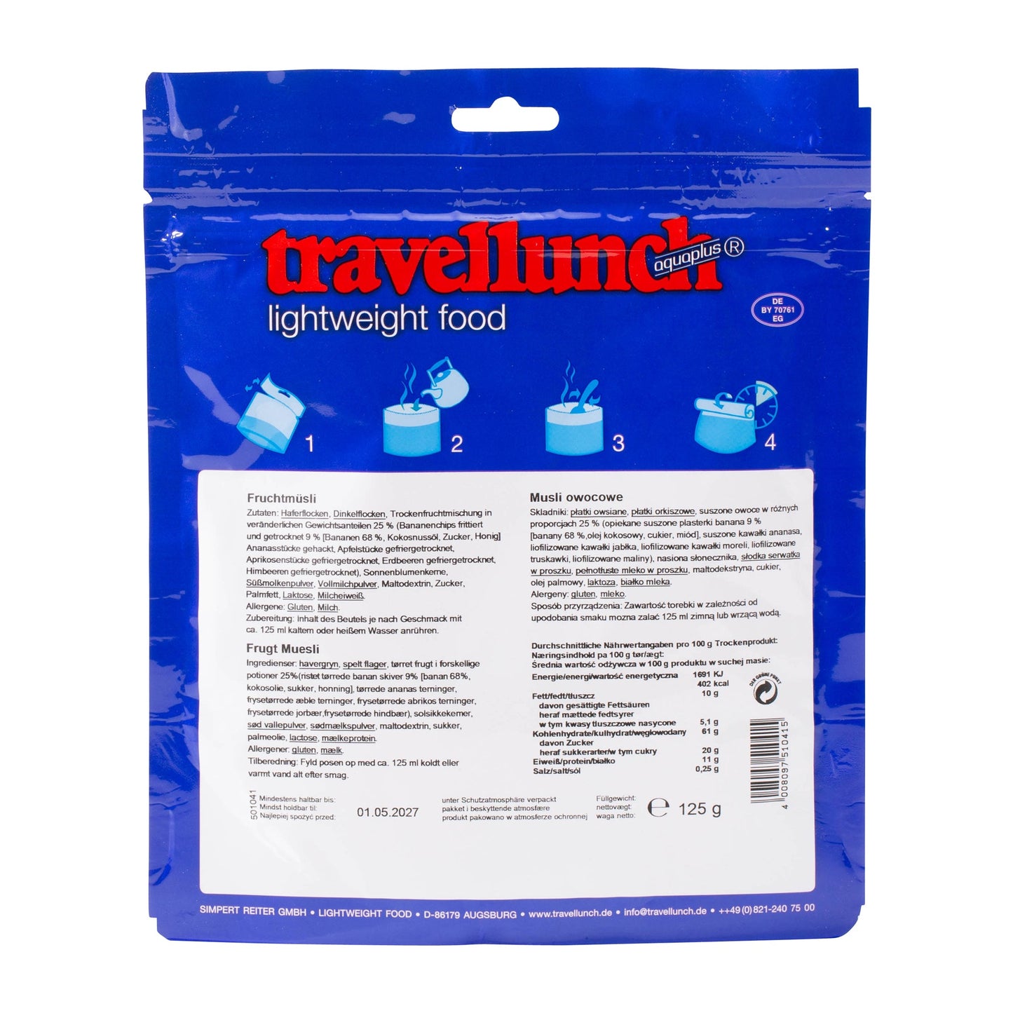 Muesli aux fruits et lait