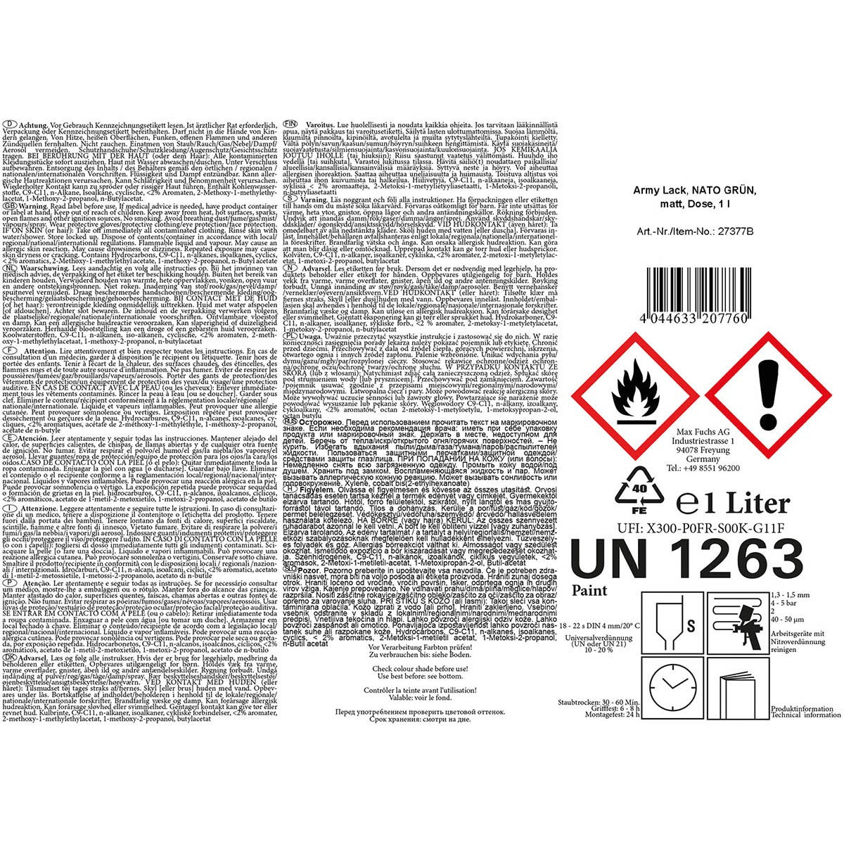 Pot de peinture Army Lack 1 litre mat