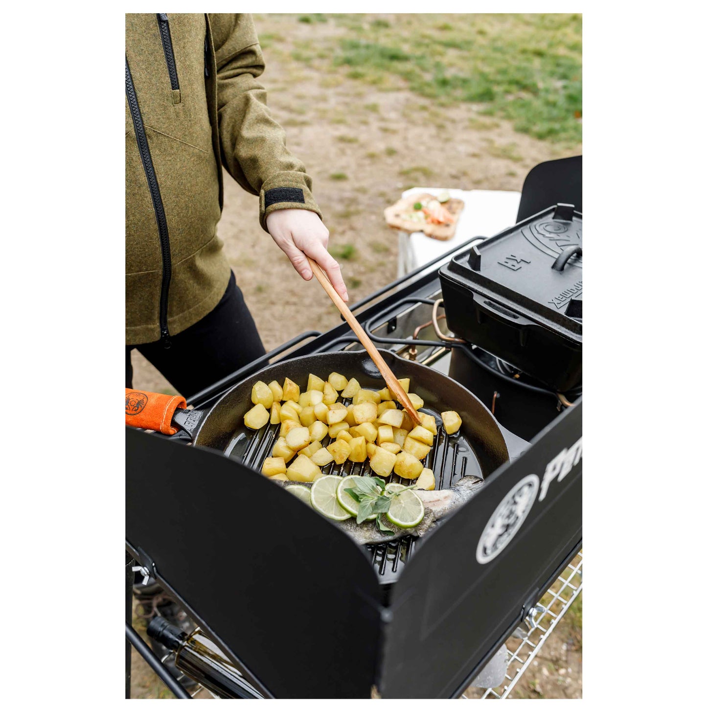 Poêle en fonte à griller gp35 avec manche