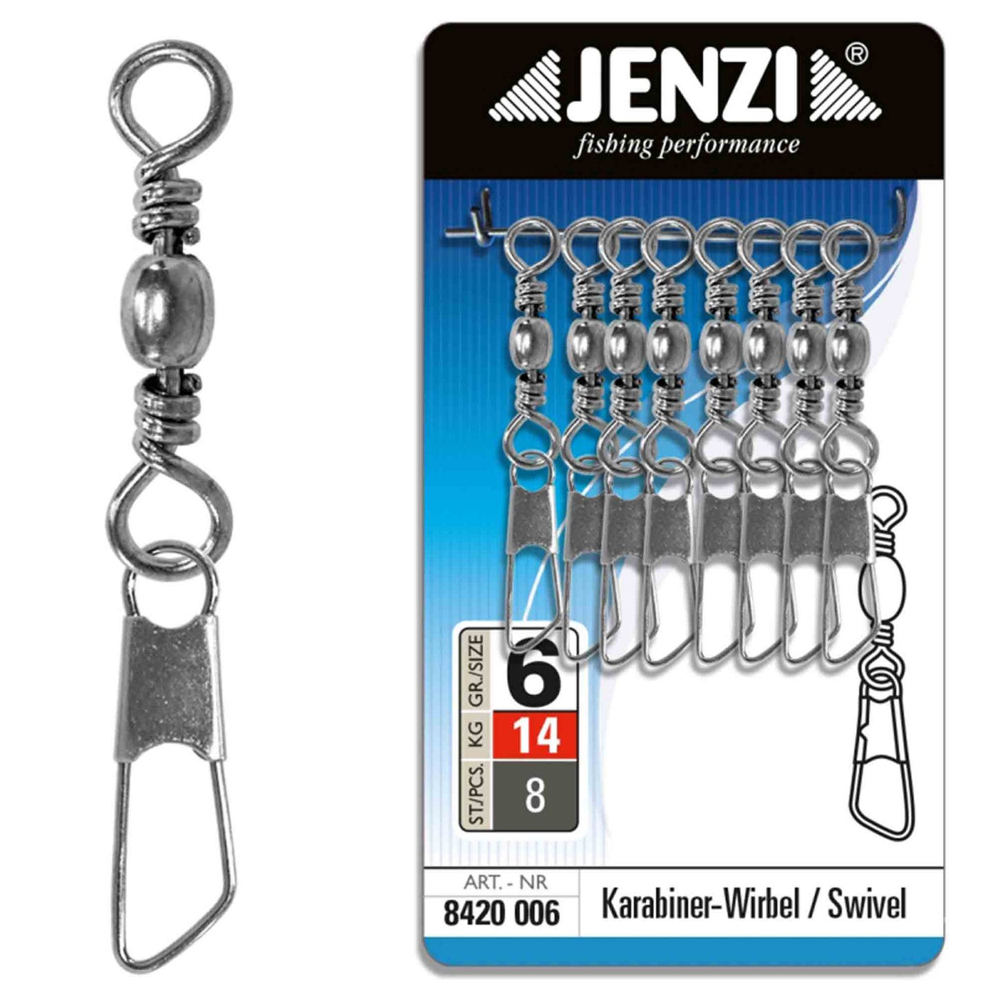 Émerillon nickelé résist à l'eau salée T. 6 8 pcs