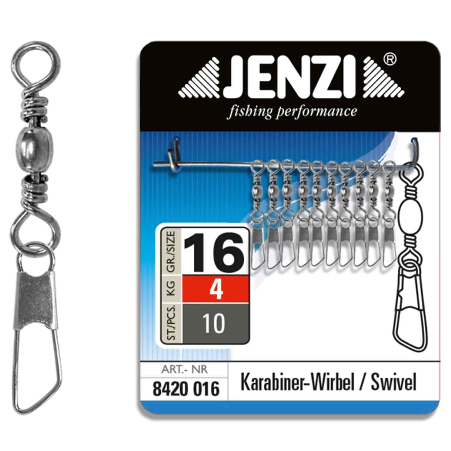 Émerillon nickelé résist à l'eau salée T. 16 10 pcs