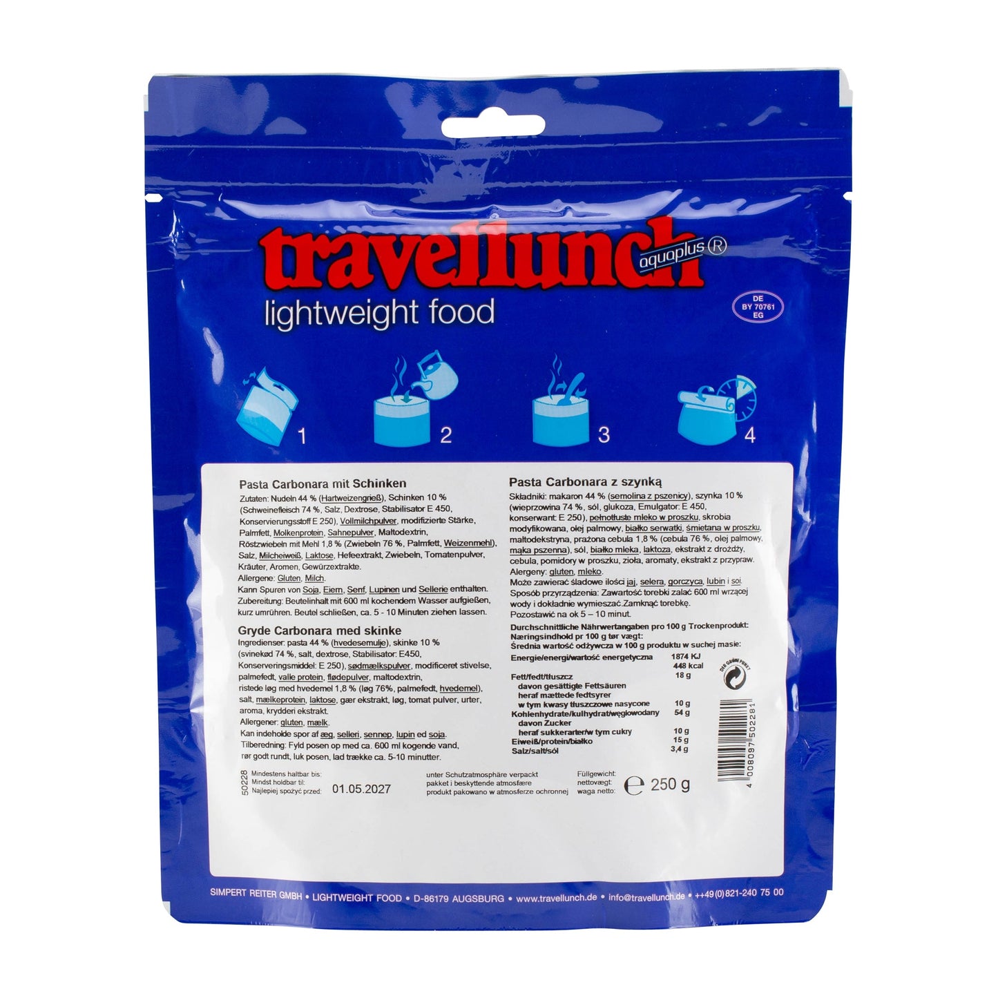 Pâtes Carbonara au jambon double portion