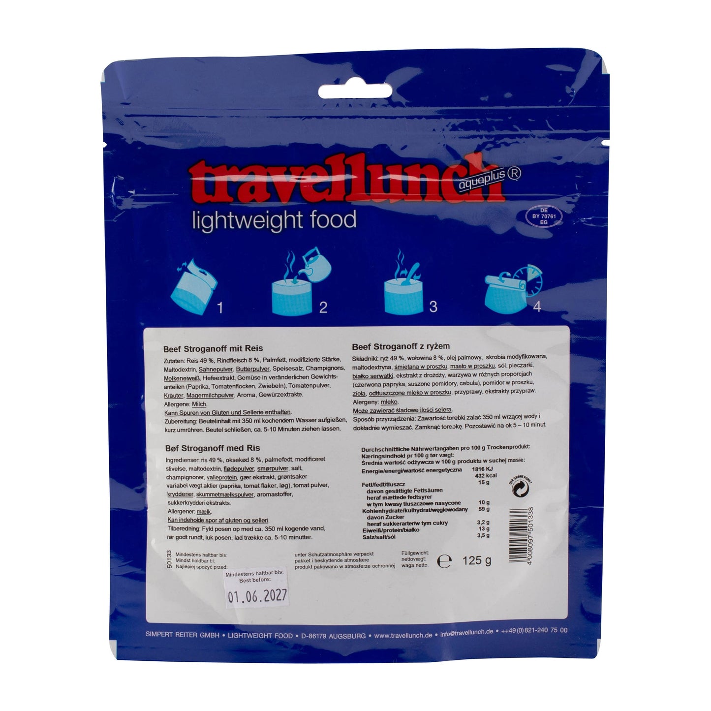 Bœuf Stroganoff au riz simple portion