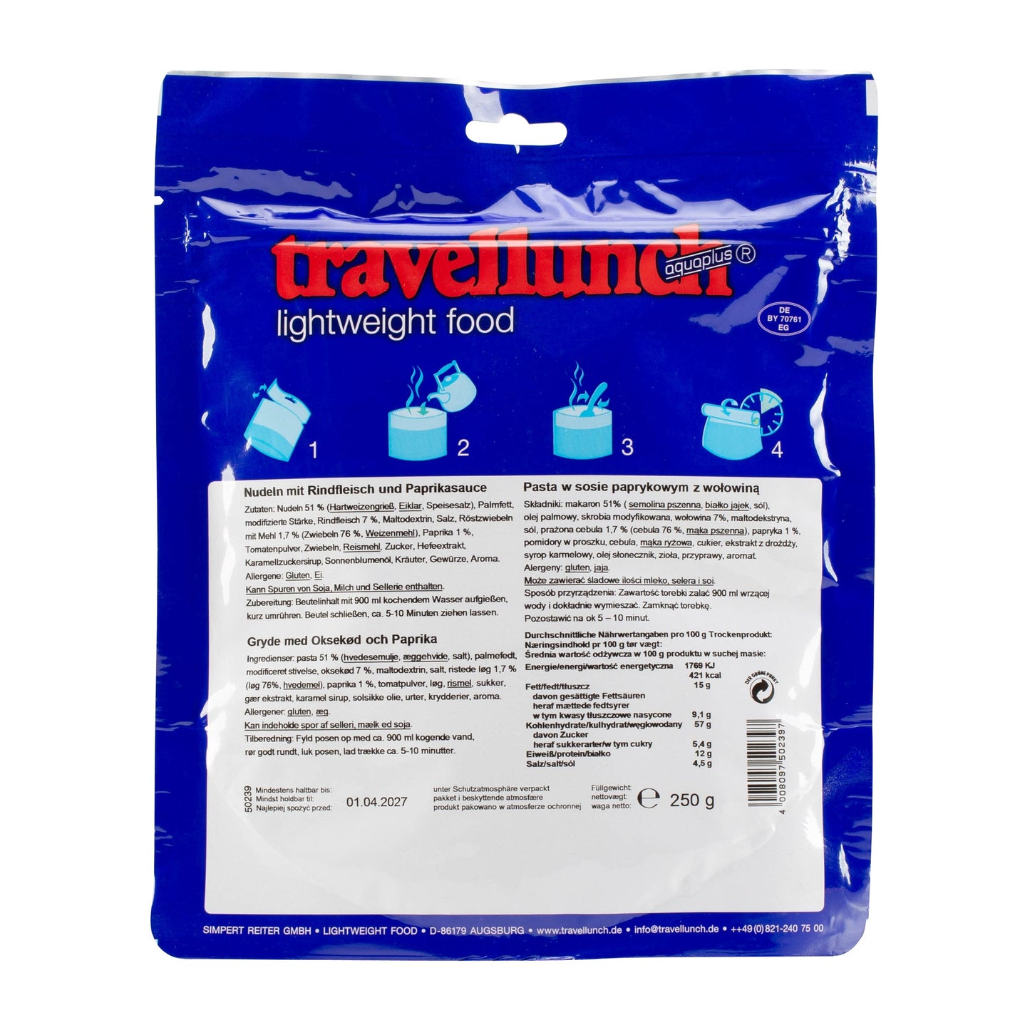 Pâtes au bœuf et sauce poivron double portion