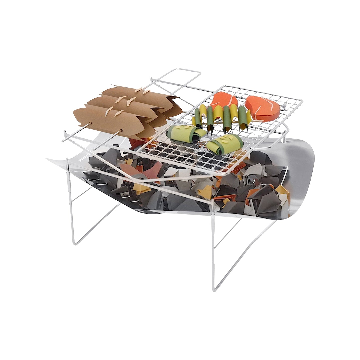 Bol à grill 498 avec Brochette et Grille argent