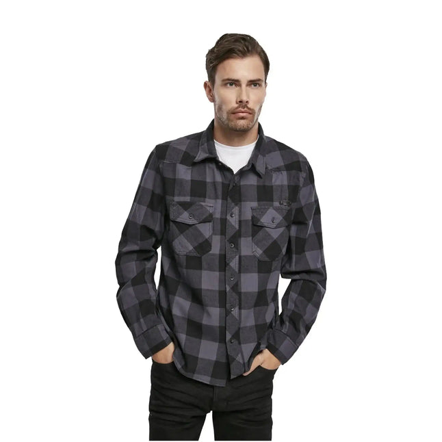 brandit-hemd-check-shirt-schwarz-grau-ansicht-2