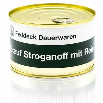 Plat cuisiné en boîte Bœuf Stroganoff avec riz 400 g