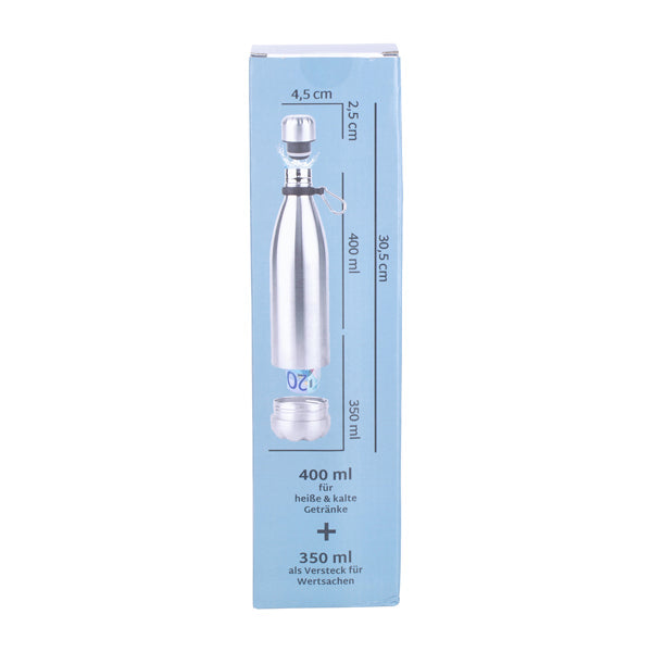Bouteille en acier inoxydable Hidden Safe argentée