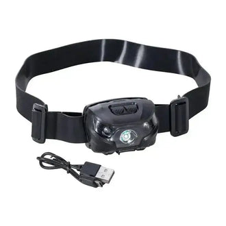 Lampe frontale rechargeable orientable noire
