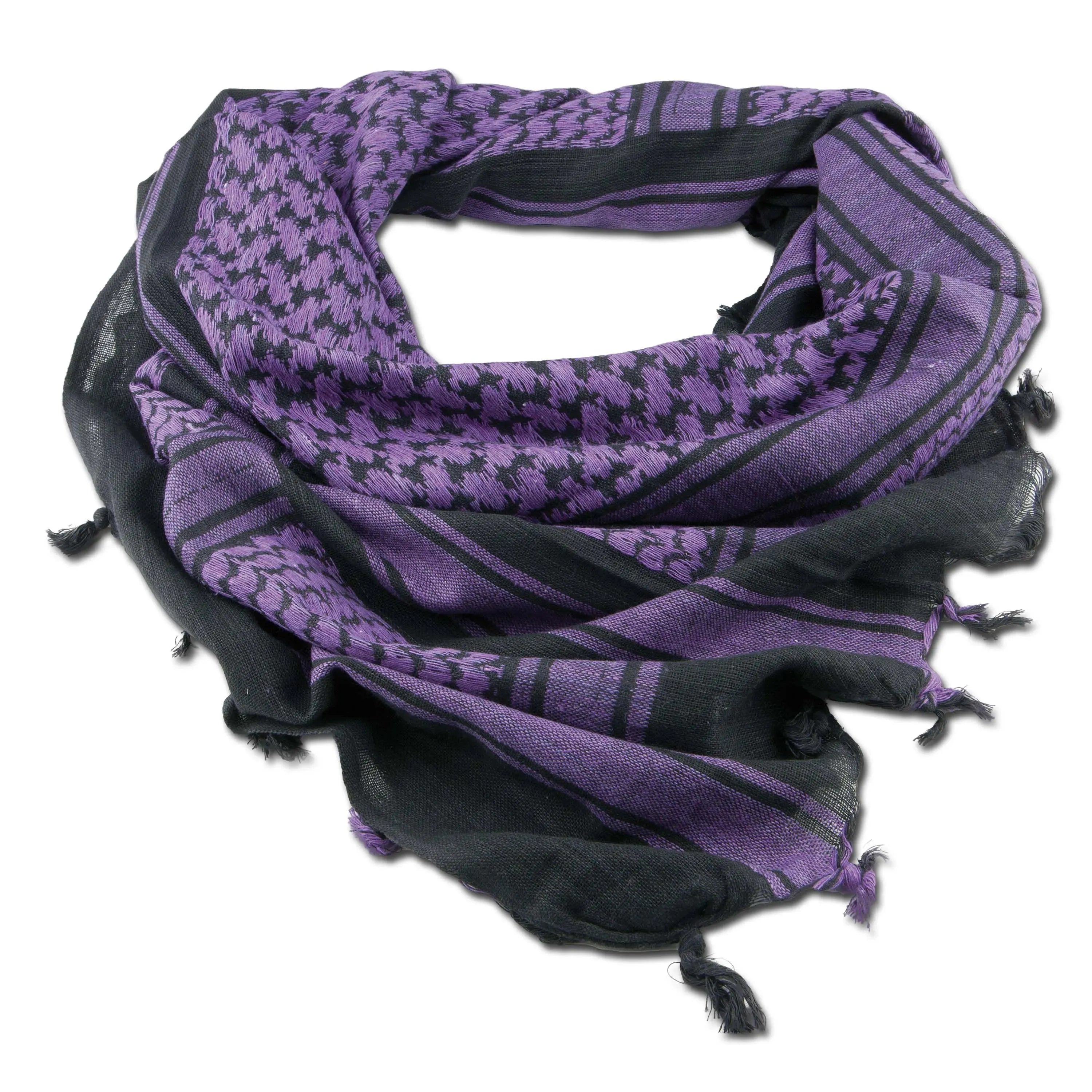 Kufiya (Shemagh) Noir Et Violet Foncé - Foulard Palestinien 100% Coton 100x100 Cm