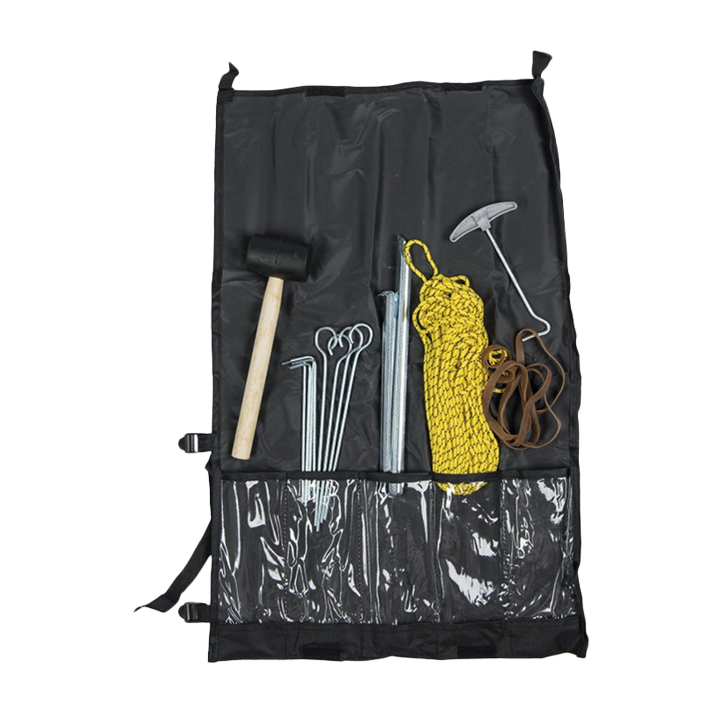 Kit de tente avec piquets marteau corde etc