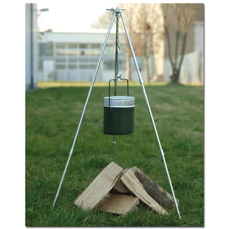 Grill trépied pour chaudron pivotant - réglable en hauteur