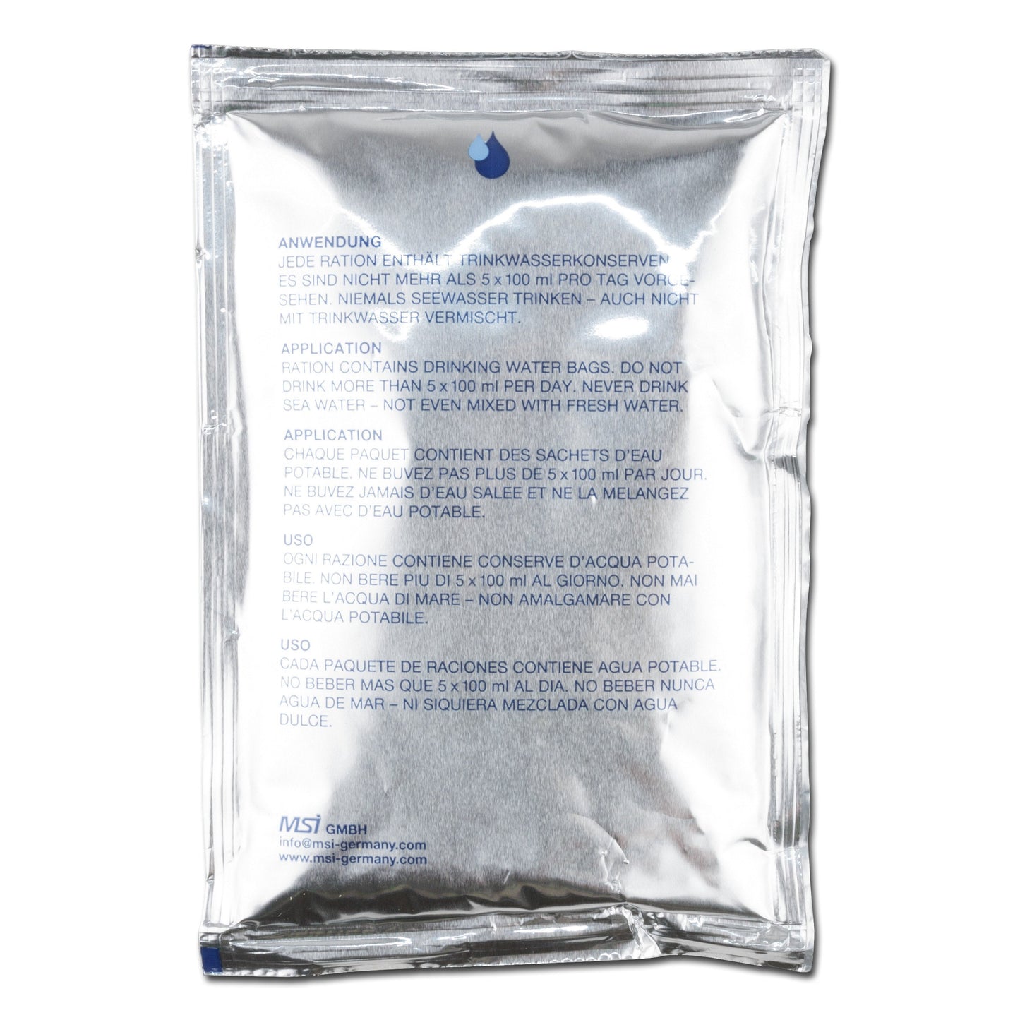 Eau potable Emergency lot de 5 sachets