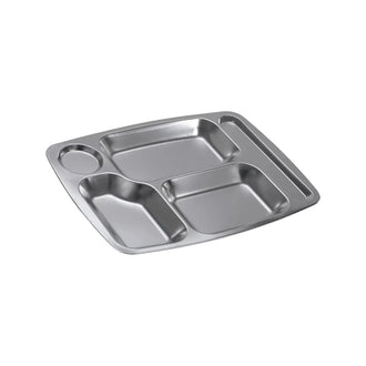 Assiette de cantine inox à 5 compartiments