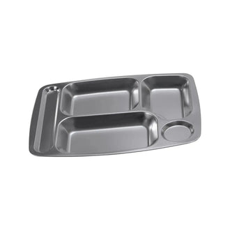 Assiette de cantine inox à 5 compartiments