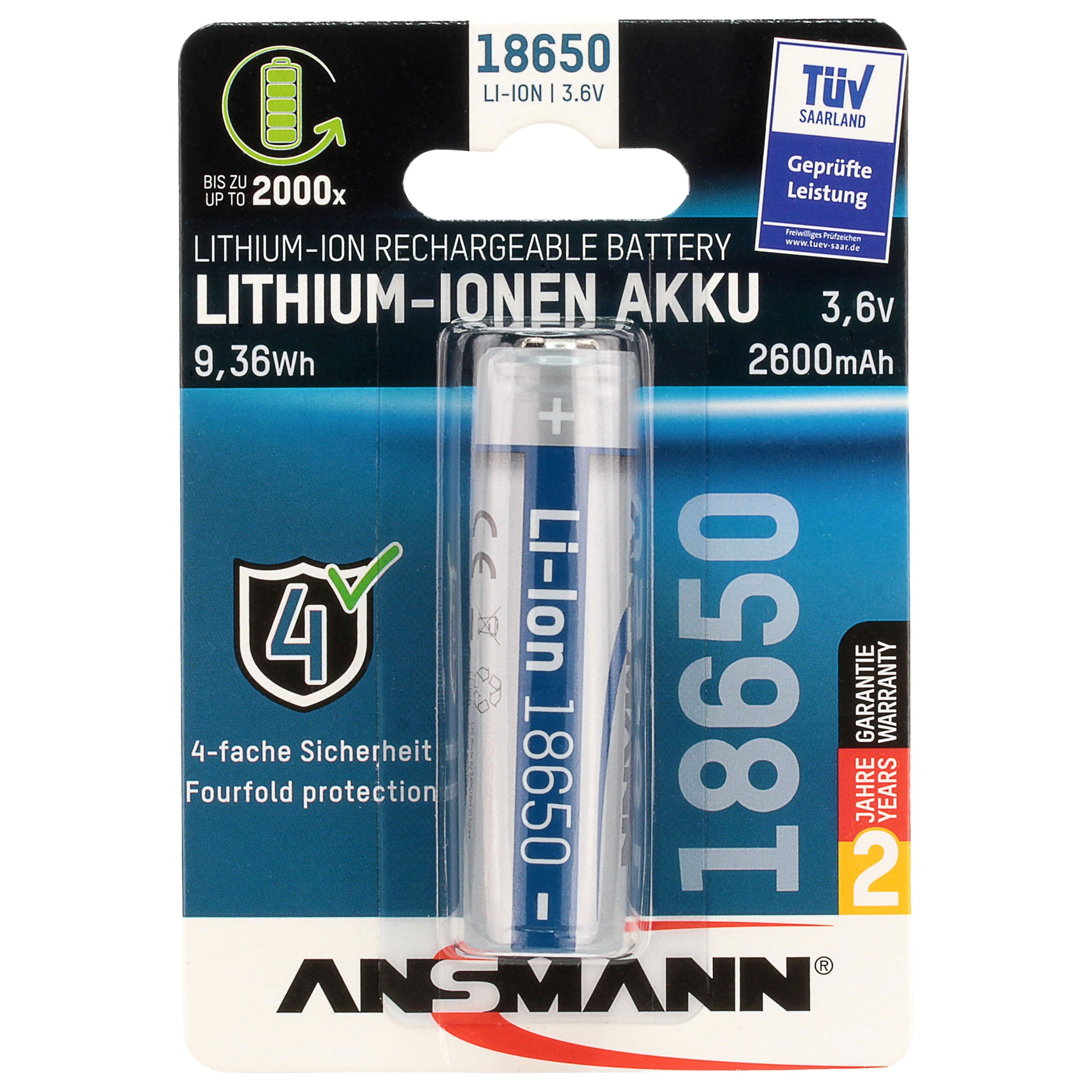 Batterie Li-ion rechargeable 18650 3.6V