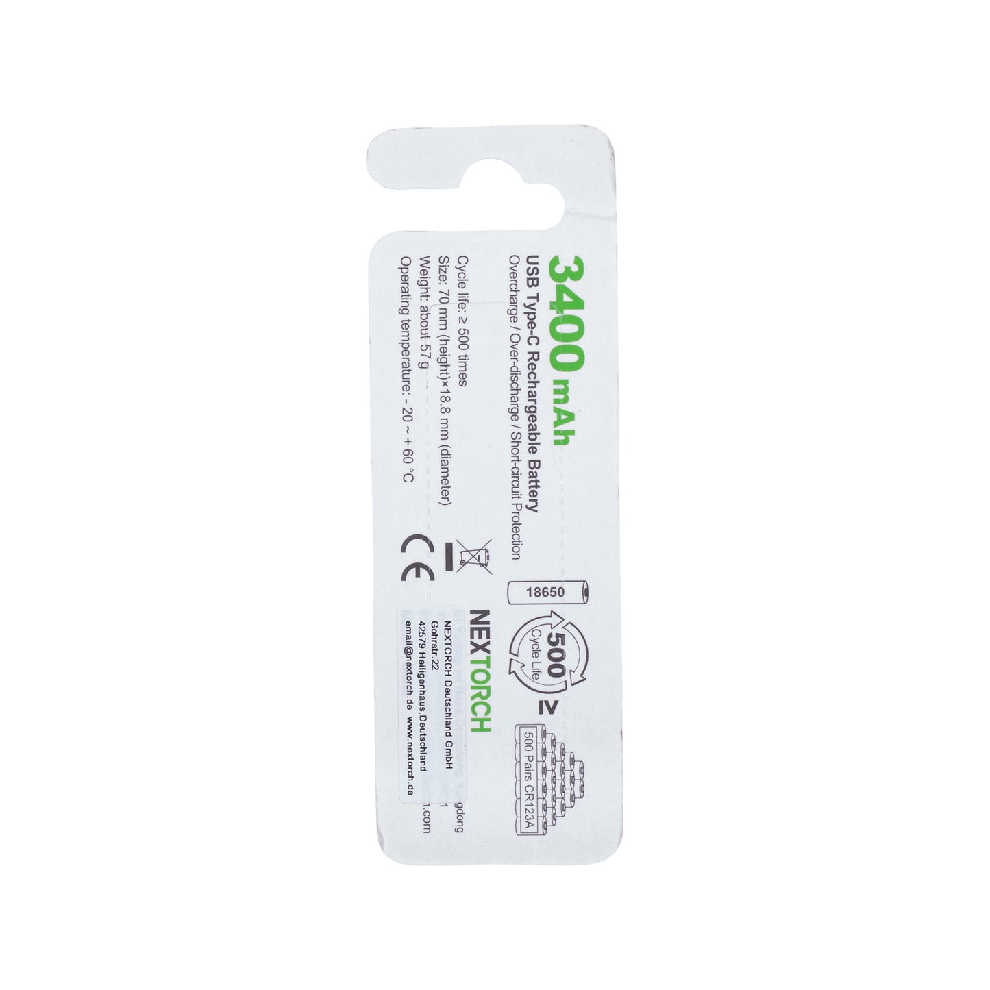 Batterie 18650 USB Li-Ion 3.6V 3.400 mAh