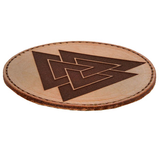 Écusson en cuir Valknut sable
