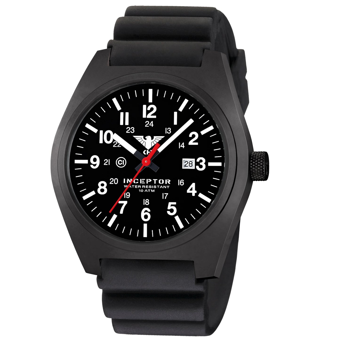 Montre Inceptor Black Steel Bracelet caoutchouc