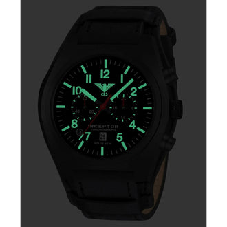 Montre-bracelet Inceptor Black Steel Chronograph cuir-G-Pad