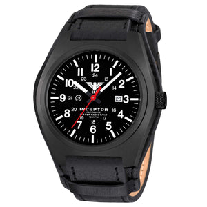 Montre Inceptor Black Steel Automatic Bracelet en cuir G-Pad