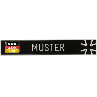 Plaque nominative avec drapeau de service et croix de fer noire