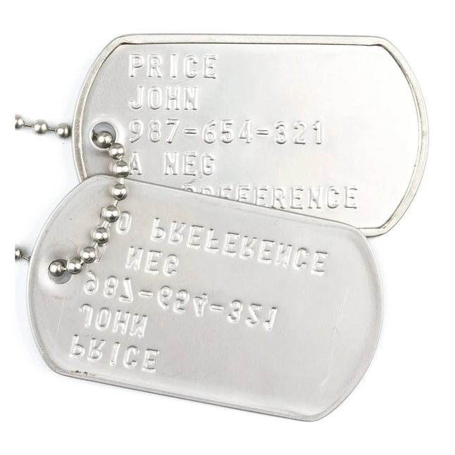 Plaques d'identité US en acier inoxydable, lot de 2, avec gravure
