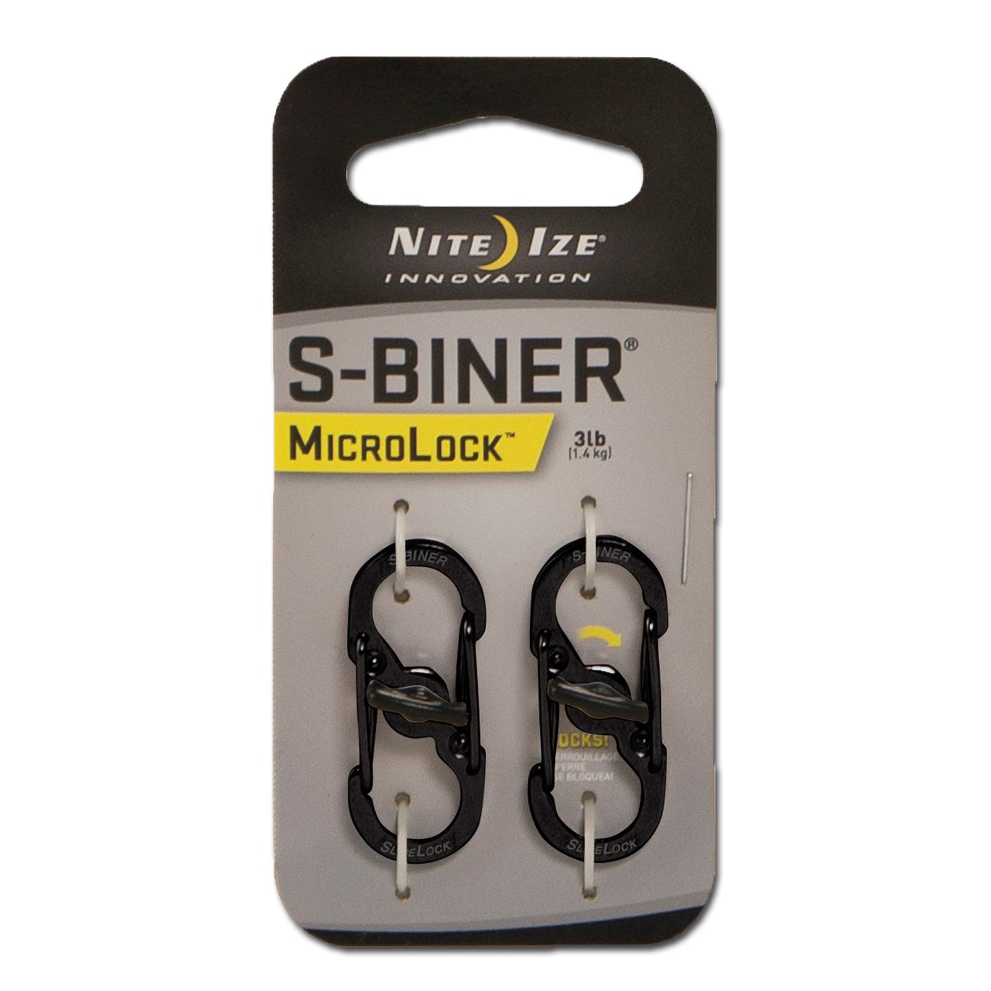 Mousqueton S-Biner MicroLock acier lot de 2