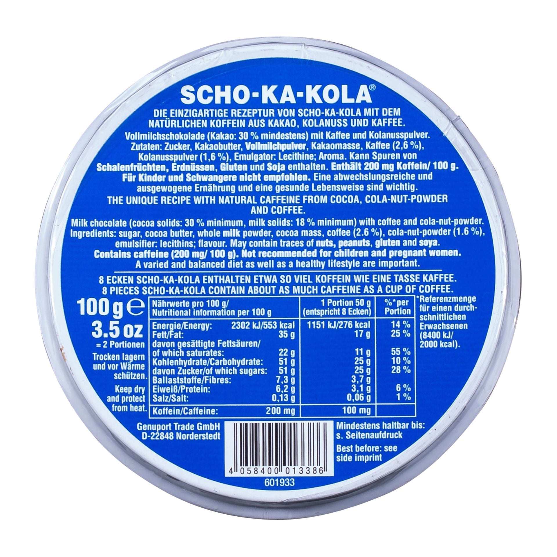 Chocolat énergisant au lait  100 g