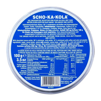 Chocolat au lait entier Energie Koffein 100 g