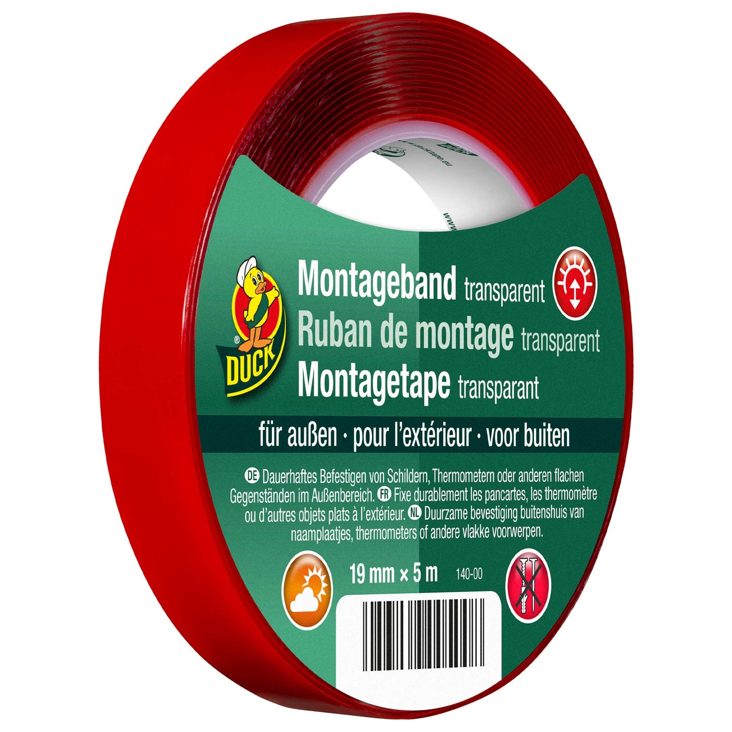 Ruban de montage extérieur 19 mm x 5 m transparent