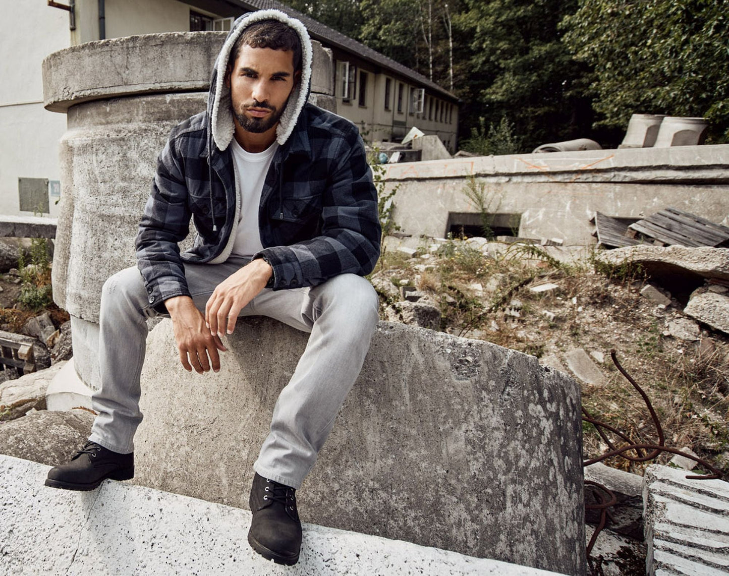 Veste Lumberjacket Hooded  bleu