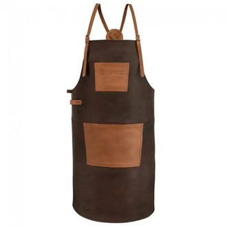 Tablier de grill en cuir de buffle avec bretelles croisées dans le dos