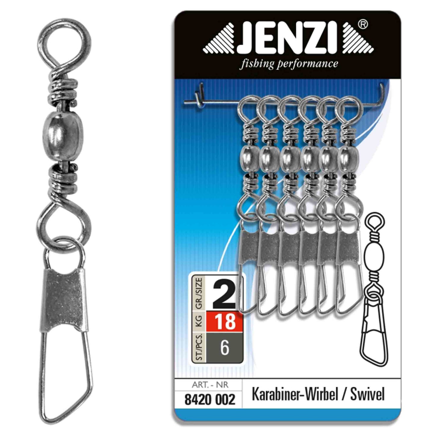 Émerillon nickelé résist à l'eau salée T. 2 6 pcs