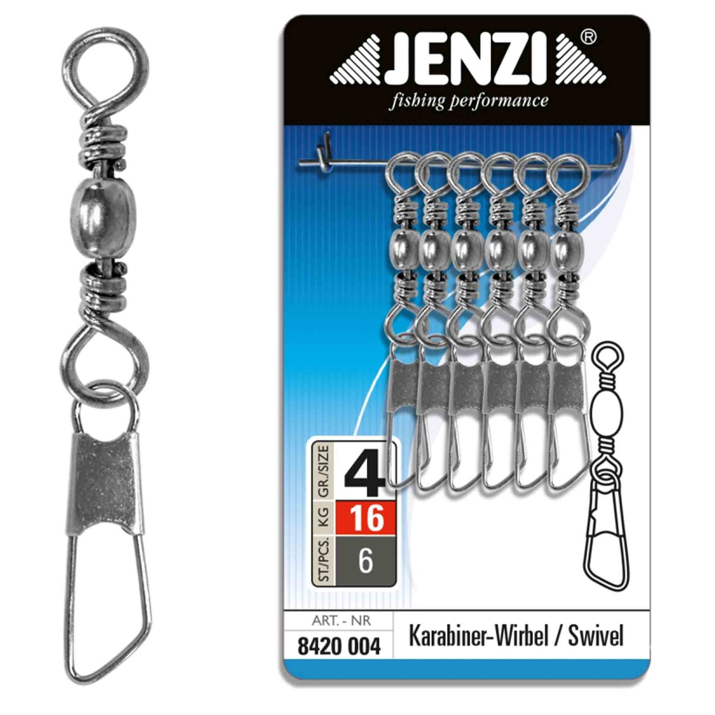 Émerillon nickelé résist à l'eau salée T. 4 6 pcs