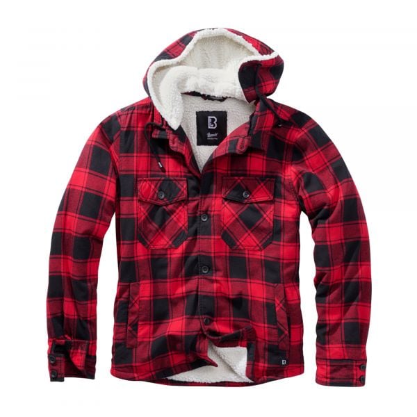 Brandit Veste Lumberjacket hooded rouge noir