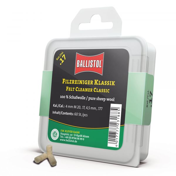 Ballistol Tampon de nettoyage Feutre Classique Cal. .17 60 Pcs
