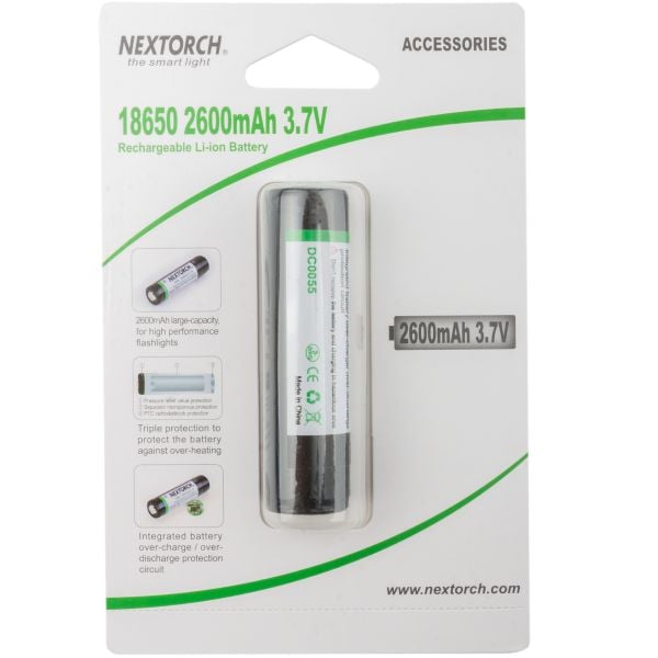Nextorch Batterie 18650 Li-Ion 3.6 V 2.600 mAh
